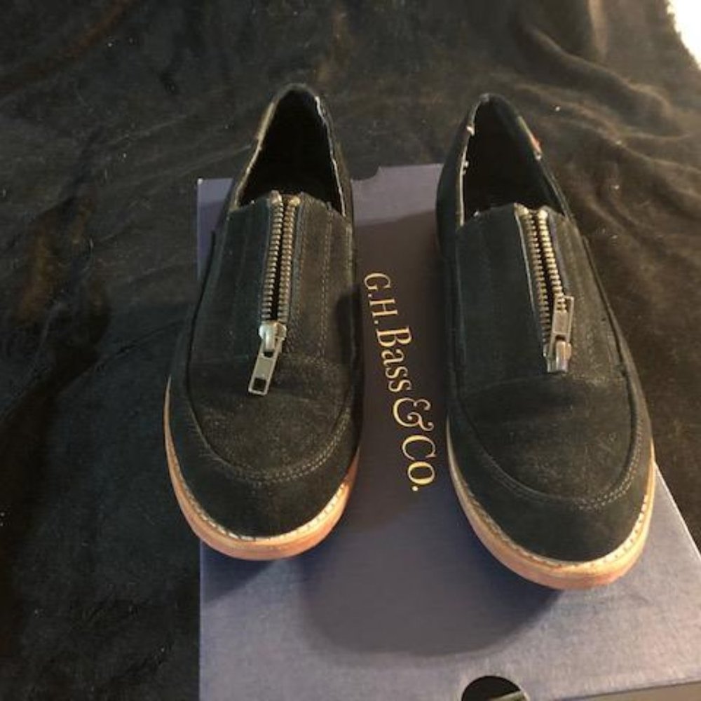 GH & Bass Black Suede Loafers Gently Worn Size 7